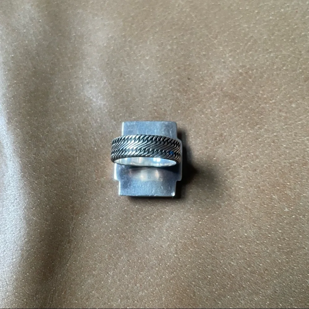 Vintage sterling silver ring w braided rope design woven chunky 925 statement - Picture 4 of 8